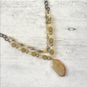 Chalcedony long pendant necklace